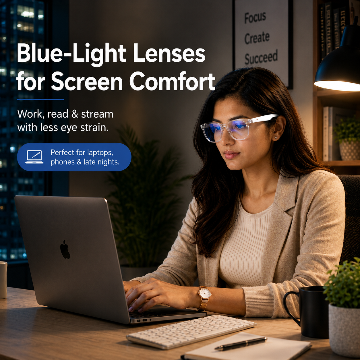 Blue-light lenses on Dash S1 for screen comfort